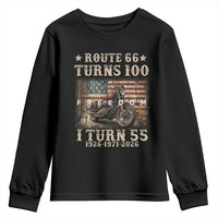 Route Highway 66 Turns 100 I Turn 55 Youth Sweatshirt Vintage 1971 American Freedom Motorcycle Lover 55th Birthday Gift