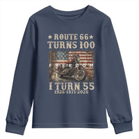 Route Highway 66 Turns 100 I Turn 55 Youth Sweatshirt Vintage 1971 American Freedom Motorcycle Lover 55th Birthday Gift