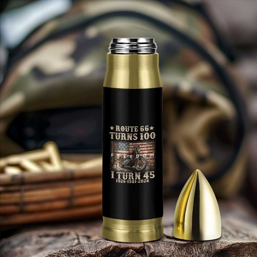 Route Highway 66 Turns 100 I Turn 45 Bullet Tumbler Vintage 1981 American Freedom Motorcycle Lover 45th Birthday Gift