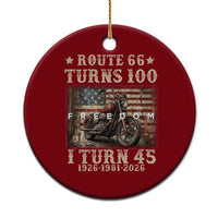 Route Highway 66 Turns 100 I Turn 45 Ceramic Ornament Vintage 1981 American Freedom Motorcycle Lover 45th Birthday Gift