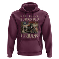 Route Highway 66 Turns 100 I Turn 40 Hoodie Vintage 1986 American Freedom Motorcycle Lover 40th Birthday Gift