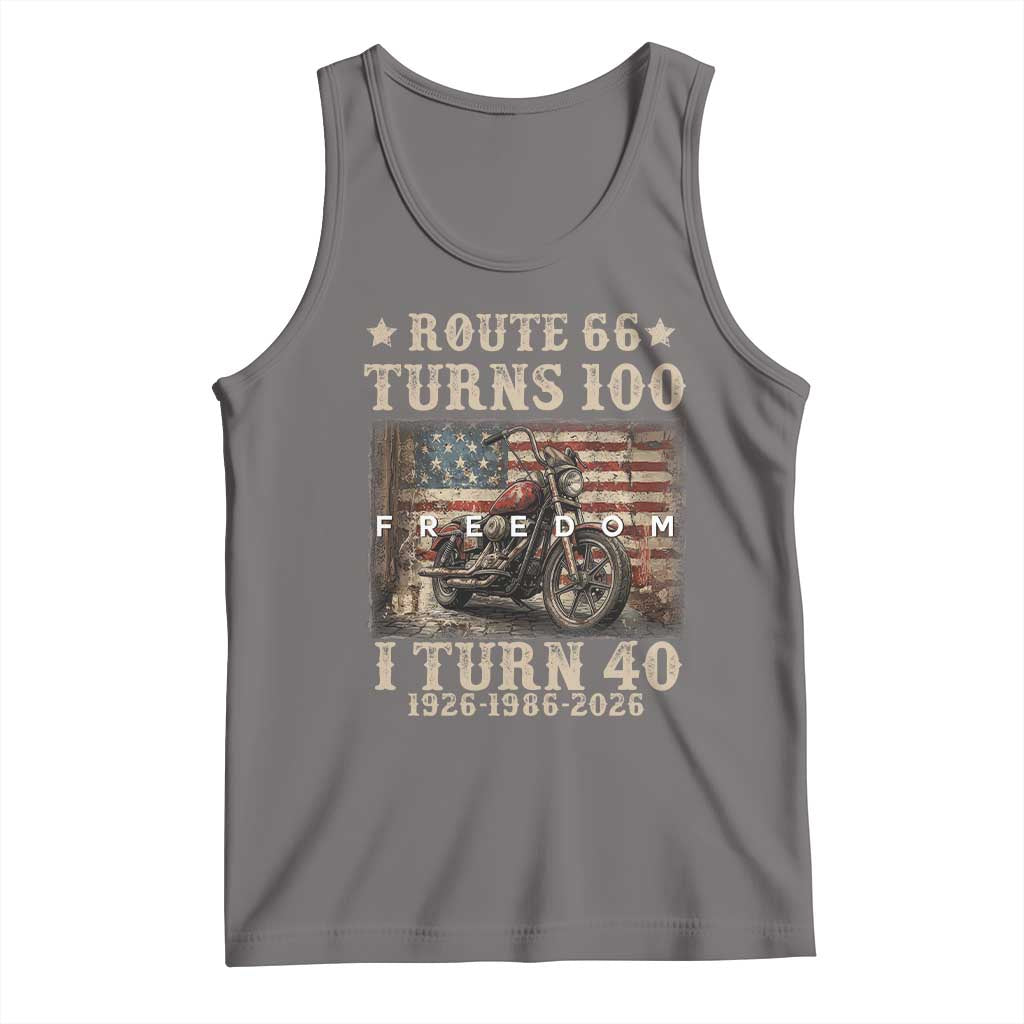 Route Highway 66 Turns 100 I Turn 40 Tank Top Vintage 1986 American Freedom Motorcycle Lover 40th Birthday Gift