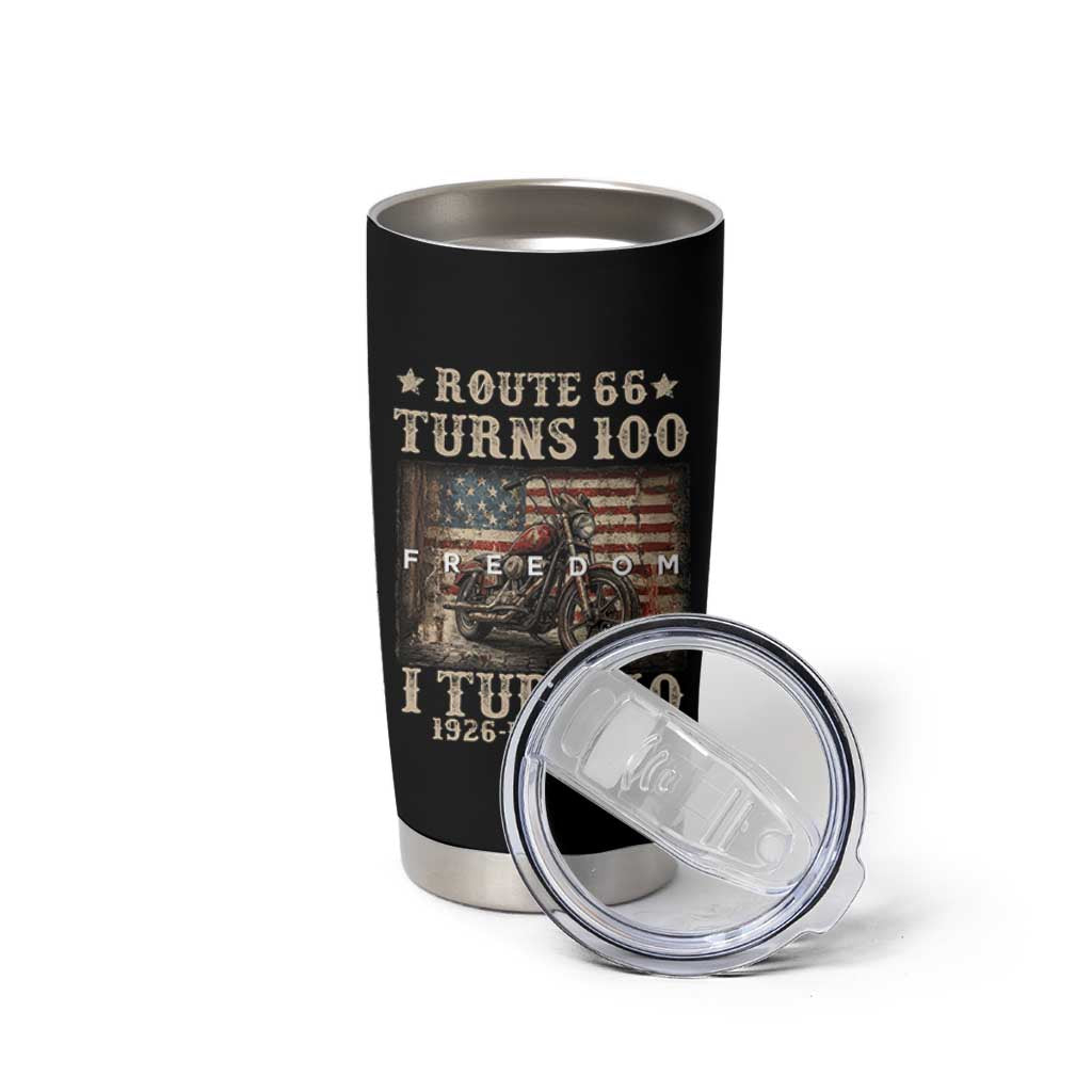 Route Highway 66 Turns 100 I Turn 40 Tumbler Cup Vintage 1986 American Freedom Motorcycle Lover 40th Birthday Gift