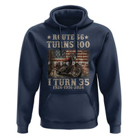 Route Highway 66 Turns 100 I Turn 35 Hoodie Vintage 1991 American Freedom Motorcycle Lover 35th Birthday Gift