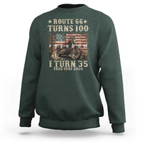 Route Highway 66 Turns 100 I Turn 35 Sweatshirt Vintage 1991 American Freedom Motorcycle Lover 35th Birthday Gift
