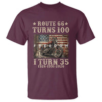 Route Highway 66 Turns 100 I Turn 35 T Shirt Vintage 1991 American Freedom Motorcycle Lover 35th Birthday Gift