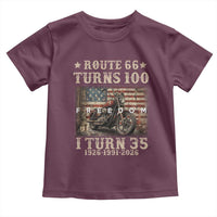 Route Highway 66 Turns 100 I Turn 35 Toddler T Shirt Vintage 1991 American Freedom Motorcycle Lover 35th Birthday Gift