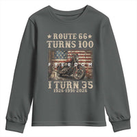 Route Highway 66 Turns 100 I Turn 35 Youth Sweatshirt Vintage 1991 American Freedom Motorcycle Lover 35th Birthday Gift