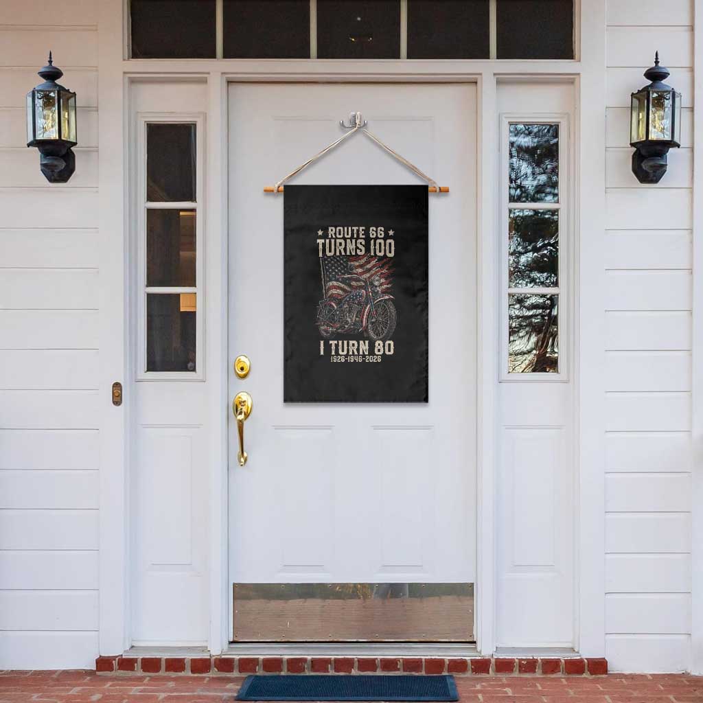 Route Highway 66 Turns 100 I Turn 80 Garden Flag Vintage 1946 American Classic V-Twin Motorcycle Lover 80th Birthday Gift