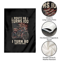 Route Highway 66 Turns 100 I Turn 80 Garden Flag Vintage 1946 American Classic V-Twin Motorcycle Lover 80th Birthday Gift