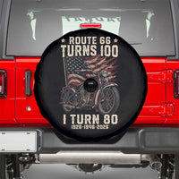 Route Highway 66 Turns 100 I Turn 80 Spare Tire Cover Vintage 1946 American Classic V-Twin Motorcycle Lover 80th Birthday Gift