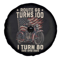 Route Highway 66 Turns 100 I Turn 80 Spare Tire Cover Vintage 1946 American Classic V-Twin Motorcycle Lover 80th Birthday Gift