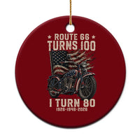 Route Highway 66 Turns 100 I Turn 80 Ceramic Ornament Vintage 1946 American Classic V-Twin Motorcycle Lover 80th Birthday Gift