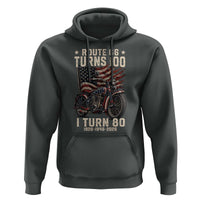 Route Highway 66 Turns 100 I Turn 80 Hoodie Vintage 1946 American Classic V-Twin Motorcycle Lover 80th Birthday Gift