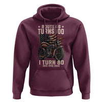 Route Highway 66 Turns 100 I Turn 80 Hoodie Vintage 1946 American Classic V-Twin Motorcycle Lover 80th Birthday Gift