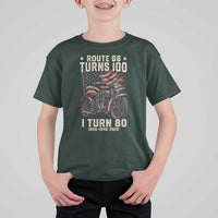 Route Highway 66 Turns 100 I Turn 80 T Shirt For Kid Vintage 1946 American Classic V-Twin Motorcycle Lover 80th Birthday Gift