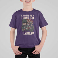 Route Highway 66 Turns 100 I Turn 80 T Shirt For Kid Vintage 1946 American Classic V-Twin Motorcycle Lover 80th Birthday Gift