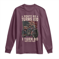 Route Highway 66 Turns 100 I Turn 80 Long Sleeve Shirt Vintage 1946 American Classic V-Twin Motorcycle Lover 80th Birthday Gift