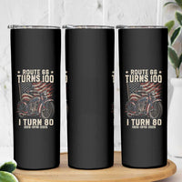 Route Highway 66 Turns 100 I Turn 80 Skinny Tumbler Vintage 1946 American Classic V-Twin Motorcycle Lover 80th Birthday Gift