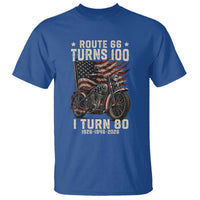 Route Highway 66 Turns 100 I Turn 80 T Shirt Vintage 1946 American Classic V-Twin Motorcycle Lover 80th Birthday Gift