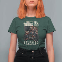 Route Highway 66 Turns 100 I Turn 80 T Shirt For Women Vintage 1946 American Classic V-Twin Motorcycle Lover 80th Birthday Gift