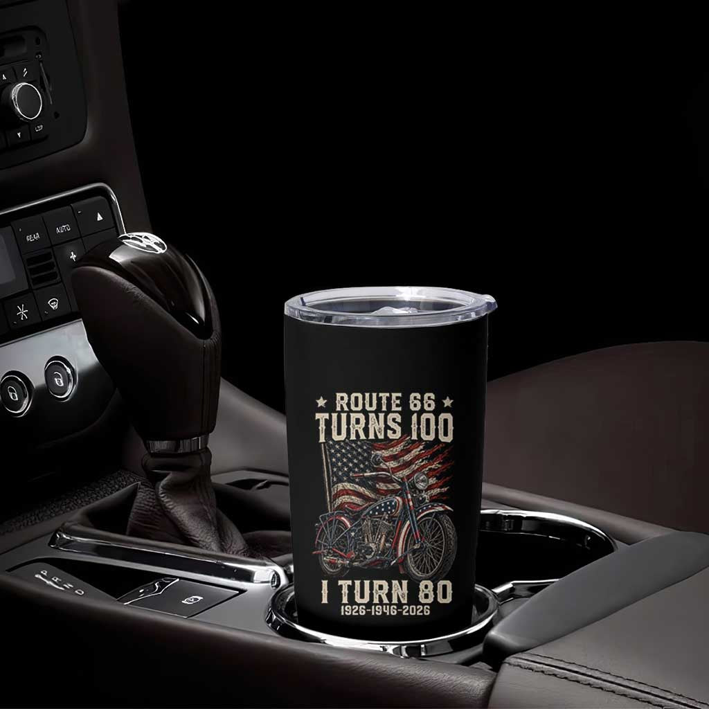 Route Highway 66 Turns 100 I Turn 80 Tumbler Cup Vintage 1946 American Classic V-Twin Motorcycle Lover 80th Birthday Gift