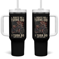 Route Highway 66 Turns 100 I Turn 80 Tumbler With Handle Vintage 1946 American Classic V-Twin Motorcycle Lover 80th Birthday Gift