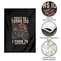 Route Highway 66 Turns 100 I Turn 75 Garden Flag Vintage 1951 American Classic V-Twin Motorcycle Lover 75th Birthday Gift