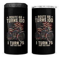 Route Highway 66 Turns 100 I Turn 75 4 in 1 Can Cooler Tumbler Vintage 1951 American Classic V-Twin Motorcycle Lover 75th Birthday Gift