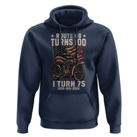 Route Highway 66 Turns 100 I Turn 75 Hoodie Vintage 1951 American Classic V-Twin Motorcycle Lover 75th Birthday Gift