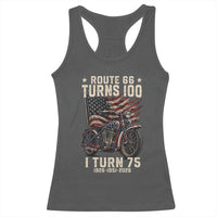 Route Highway 66 Turns 100 I Turn 75 Racerback Tank Top Vintage 1951 American Classic V-Twin Motorcycle Lover 75th Birthday Gift