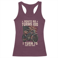 Route Highway 66 Turns 100 I Turn 75 Racerback Tank Top Vintage 1951 American Classic V-Twin Motorcycle Lover 75th Birthday Gift