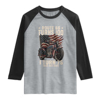 Route Highway 66 Turns 100 I Turn 75 Raglan Shirt Vintage 1951 American Classic V-Twin Motorcycle Lover 75th Birthday Gift
