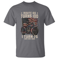 Route Highway 66 Turns 100 I Turn 75 T Shirt Vintage 1951 American Classic V-Twin Motorcycle Lover 75th Birthday Gift