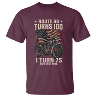 Route Highway 66 Turns 100 I Turn 75 T Shirt Vintage 1951 American Classic V-Twin Motorcycle Lover 75th Birthday Gift