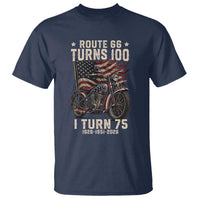 Route Highway 66 Turns 100 I Turn 75 T Shirt Vintage 1951 American Classic V-Twin Motorcycle Lover 75th Birthday Gift