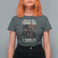 Route Highway 66 Turns 100 I Turn 75 T Shirt For Women Vintage 1951 American Classic V-Twin Motorcycle Lover 75th Birthday Gift