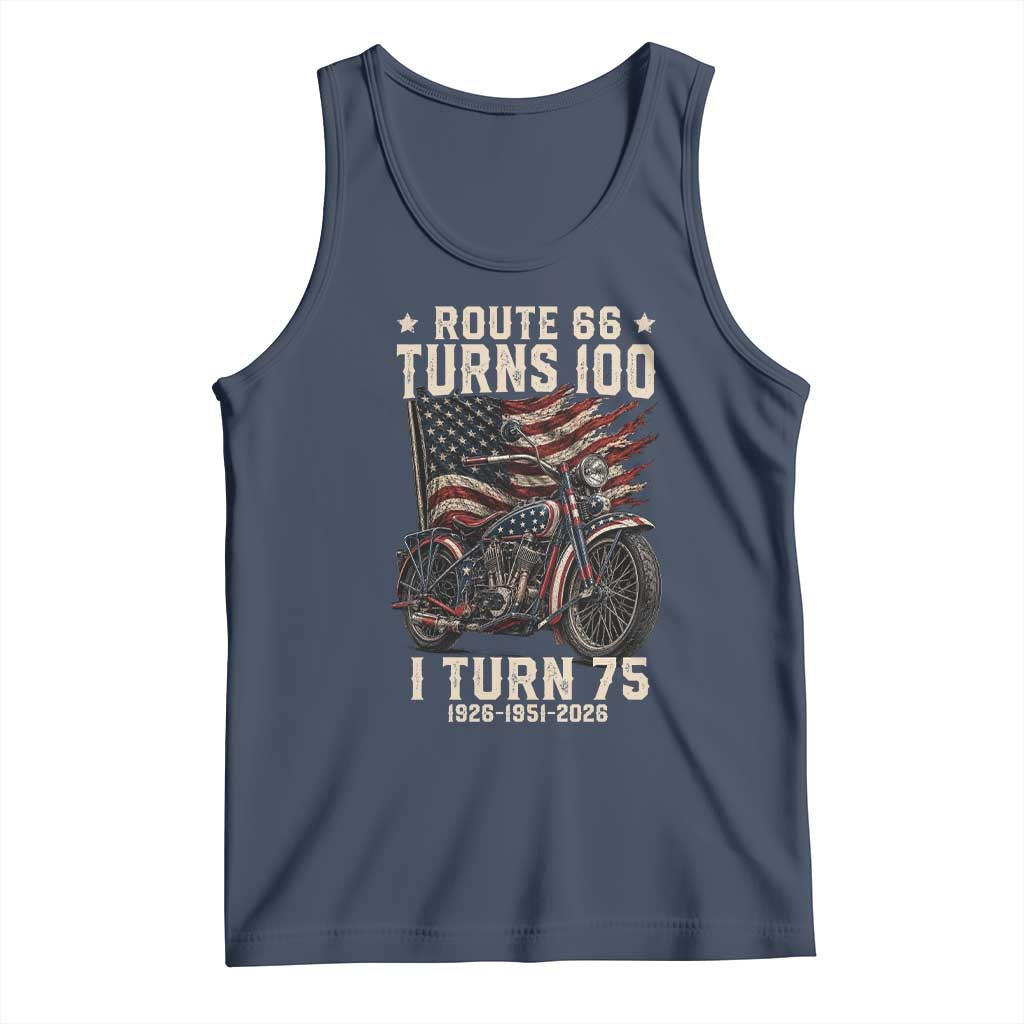 Route Highway 66 Turns 100 I Turn 75 Tank Top Vintage 1951 American Classic V-Twin Motorcycle Lover 75th Birthday Gift