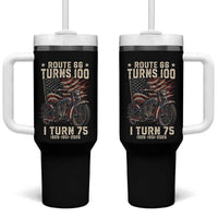 Route Highway 66 Turns 100 I Turn 75 Tumbler With Handle Vintage 1951 American Classic V-Twin Motorcycle Lover 75th Birthday Gift