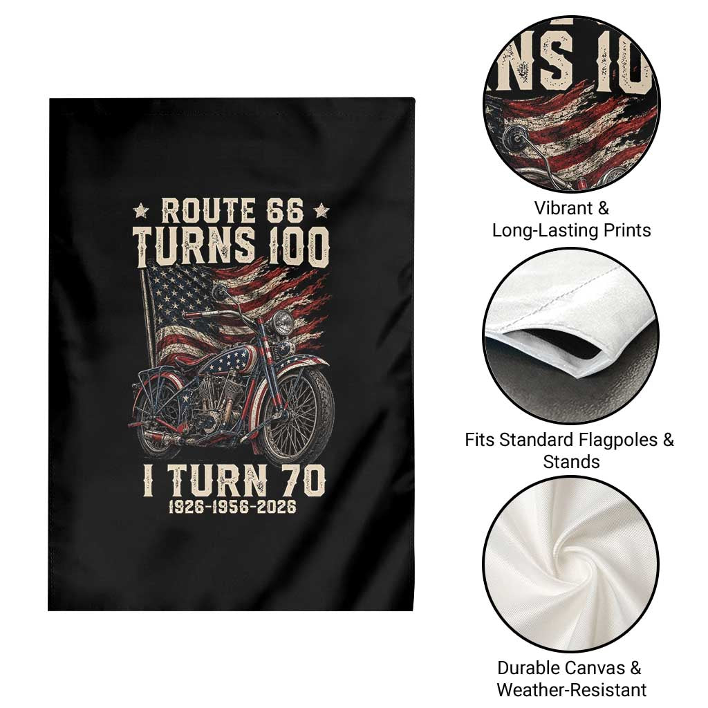 Route Highway 66 Turns 100 I Turn 70 Garden Flag Vintage 1956 American Classic V-Twin Motorcycle Lover 70th Birthday Gift
