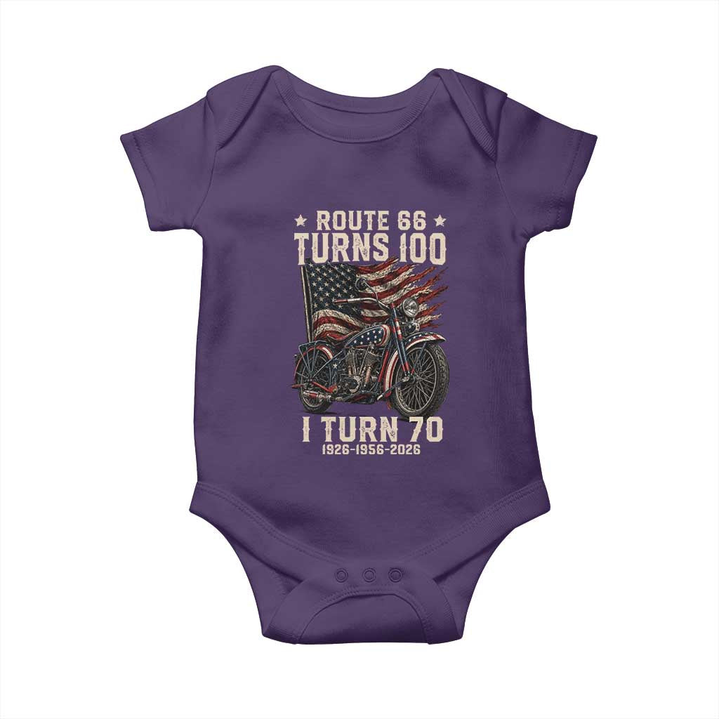 Route Highway 66 Turns 100 I Turn 70 Baby Onesie Vintage 1956 American Classic V-Twin Motorcycle Lover 70th Birthday Gift