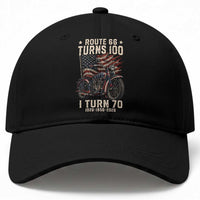 Route Highway 66 Turns 100 I Turn 70 Baseball Cap Vintage 1956 American Classic V-Twin Motorcycle Lover 70th Birthday Gift