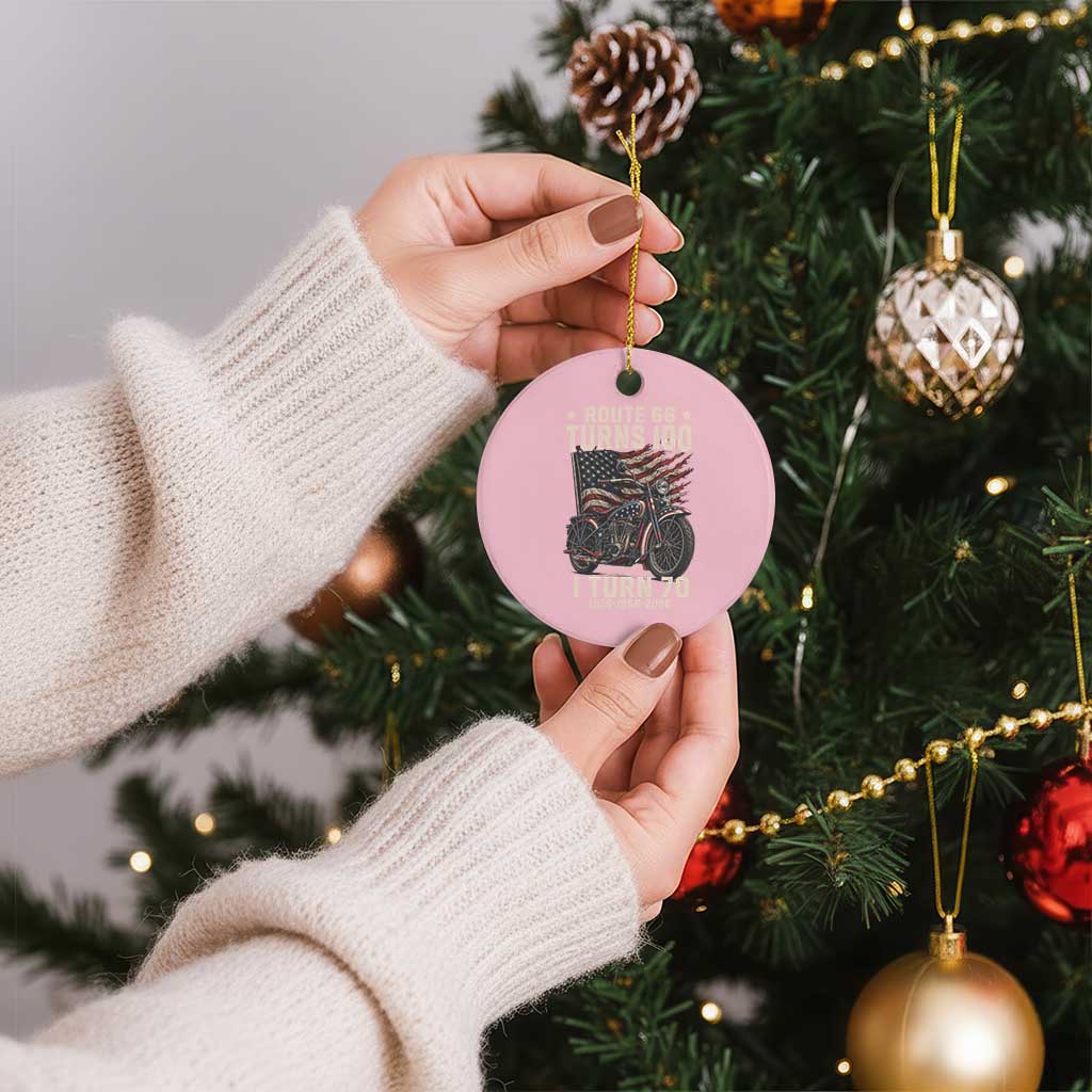 Route Highway 66 Turns 100 I Turn 70 Ceramic Ornament Vintage 1956 American Classic V-Twin Motorcycle Lover 70th Birthday Gift