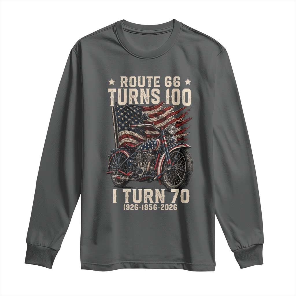 Route Highway 66 Turns 100 I Turn 70 Long Sleeve Shirt Vintage 1956 American Classic V-Twin Motorcycle Lover 70th Birthday Gift