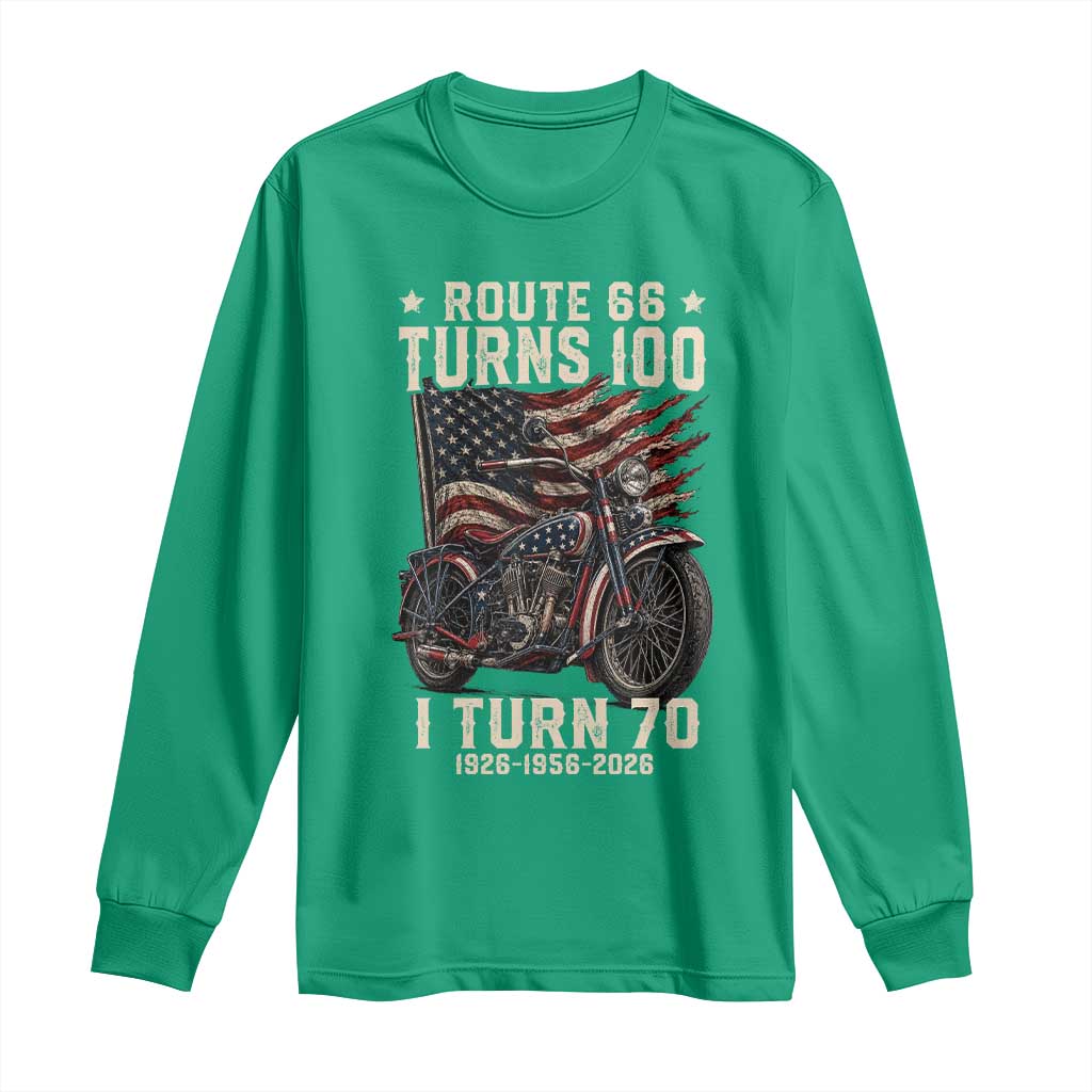 Route Highway 66 Turns 100 I Turn 70 Long Sleeve Shirt Vintage 1956 American Classic V-Twin Motorcycle Lover 70th Birthday Gift