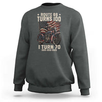 Route Highway 66 Turns 100 I Turn 70 Sweatshirt Vintage 1956 American Classic V-Twin Motorcycle Lover 70th Birthday Gift