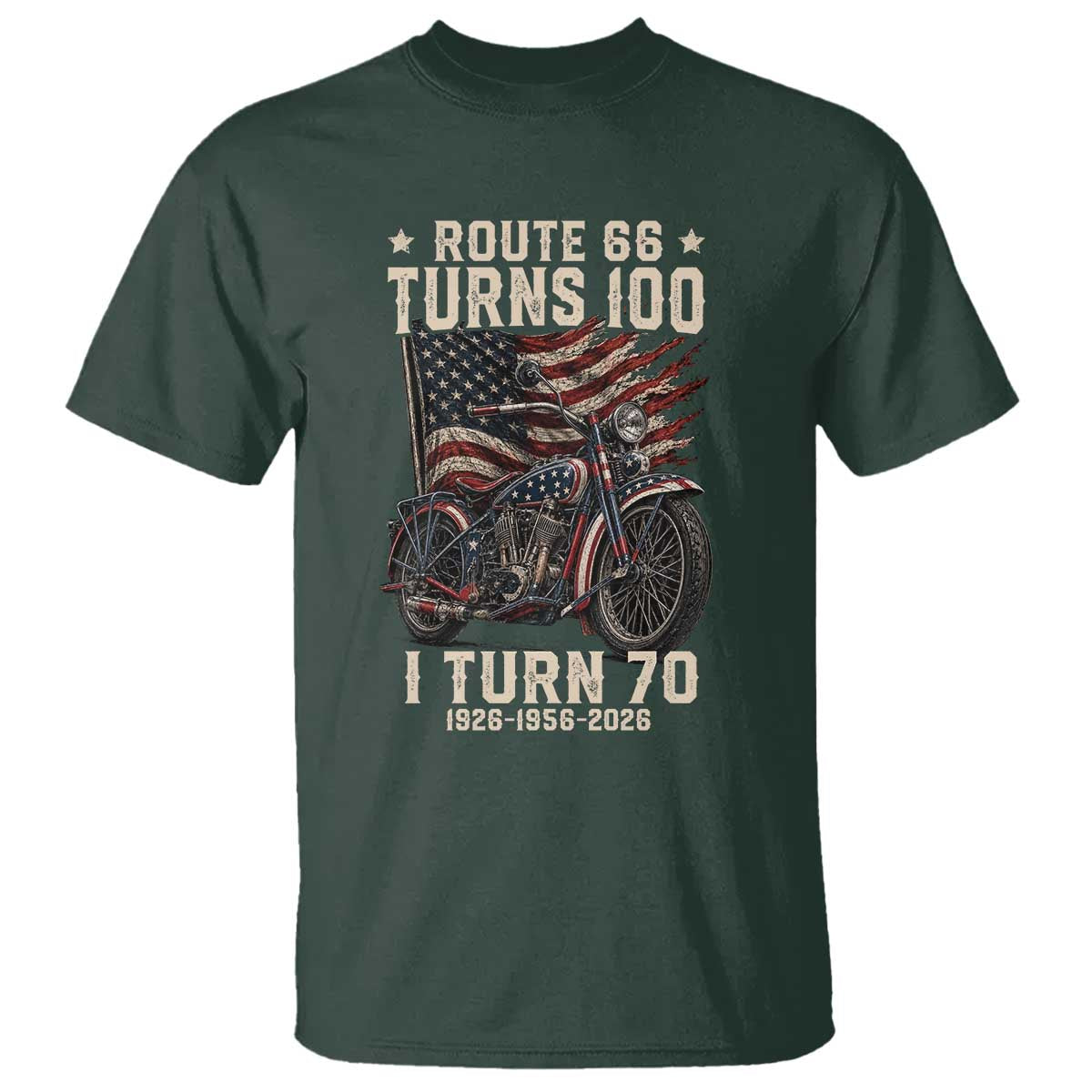 Route Highway 66 Turns 100 I Turn 70 T Shirt Vintage 1956 American Classic V-Twin Motorcycle Lover 70th Birthday Gift