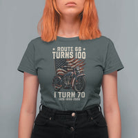 Route Highway 66 Turns 100 I Turn 70 T Shirt For Women Vintage 1956 American Classic V-Twin Motorcycle Lover 70th Birthday Gift