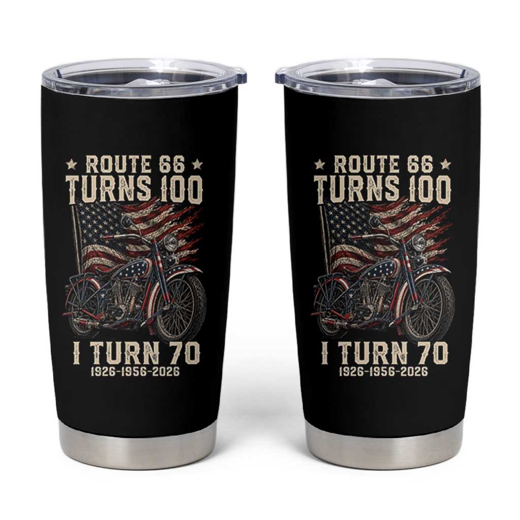 Route Highway 66 Turns 100 I Turn 70 Tumbler Cup Vintage 1956 American Classic V-Twin Motorcycle Lover 70th Birthday Gift