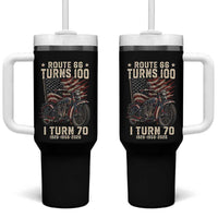 Route Highway 66 Turns 100 I Turn 70 Tumbler With Handle Vintage 1956 American Classic V-Twin Motorcycle Lover 70th Birthday Gift